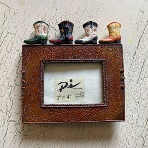 Western Photo Frame with Cowboy Boot Accents